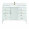 James Martin Vanities 48'' Vanity, Bright White w/ Single Hole 3 CM White Zeus Quartz Top & Backsplash 485-V48-BW-1WZ